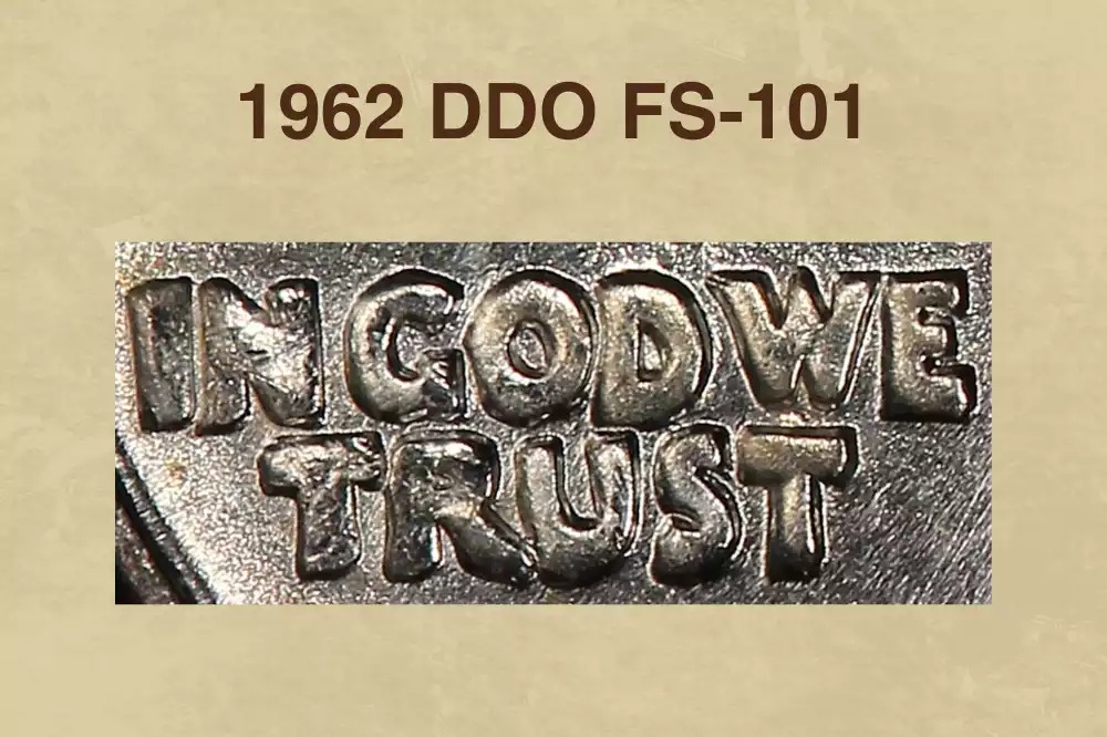 1962 quarter DDO FS-101 doubled die obverse showing doubling on Washington's eye and LIBERTY lettering